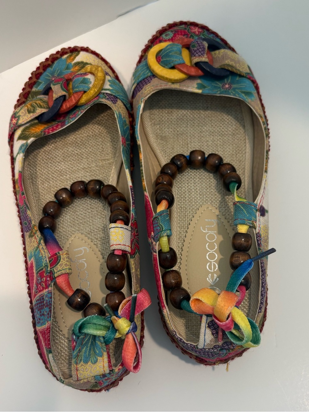 Socofy Colorful Mixed Media Mary Janes size 8